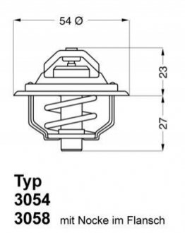 Термостат Opel Ascona B Commodore C Kadett D Manta B Rekord E WAHLER 3054.87D50