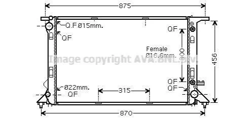 Радіатор охолодження A4/A5/Q5 32i/27TD/30TD AT (вир-во AVA) AVA COOLING AIA2291 (фото 1)