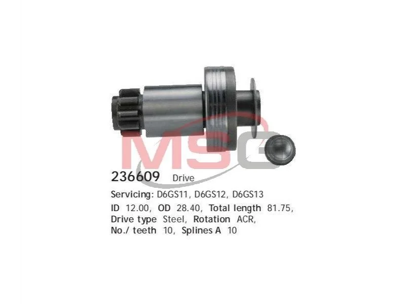 Бендикс стартера Valeo D6GS11, 12, 13 VW 1.4-1.8TSI HC-CARGO 236609 (фото 1)