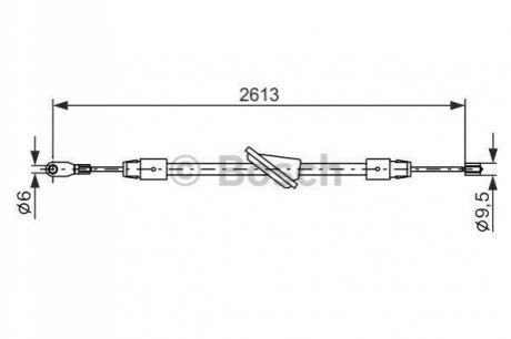 Гальмівний трос (передня частина) 1613mm MB E W210 BOSCH 1987477701