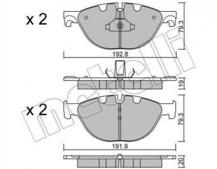 Комплект гальмівних колодок METELLI 22-0830-0