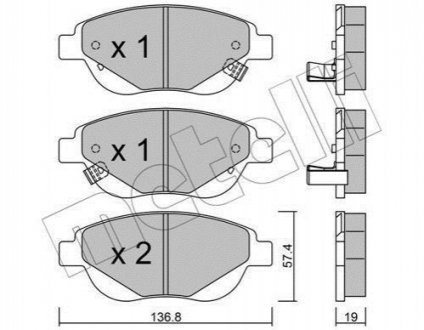 Комплект гальмівних колодок METELLI 22-0948-1