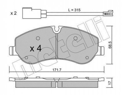 Комплект гальмівних колодок METELLI 22-0990-0