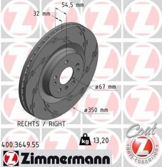 Диск гальмівний ZIMMERMANN 400.3649.55