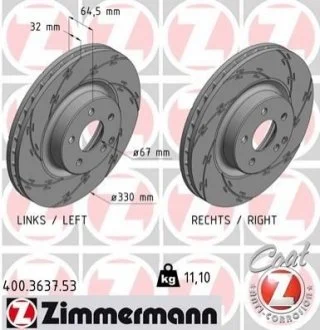 Диск гальмівний ZIMMERMANN 400.3637.53