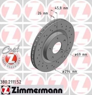 Диск гальмівний ZIMMERMANN 380.2111.52