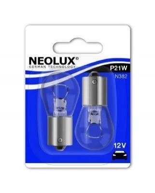 Лампа допоміжн. освітлення Р21W 12V 21W ВА15s(blister 2шт) (вир-во Neolux) NEOLUX N382_02B (фото 1)