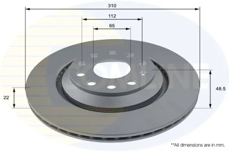 Comline - Диск гальмівний вентильований з покриттям COMLINE ADC1493V