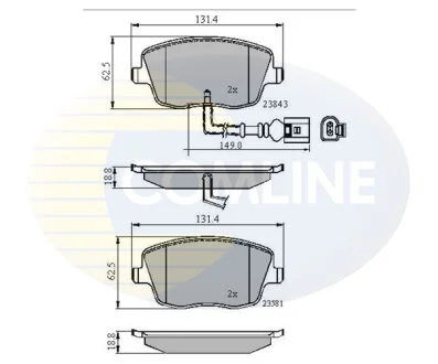 Гальмівні колодки, дискове гальмо (набір) COMLINE CBP11147