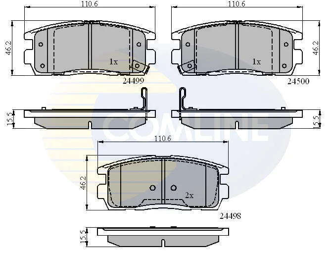 Гальмівні колодки, дискове гальмо (набір) COMLINE CBP31580 (фото 1)