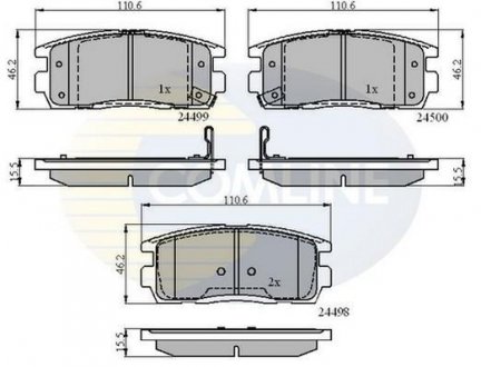 Гальмівні колодки, дискове гальмо (набір) COMLINE CBP31580 (фото 1)