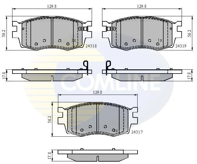Гальмівні колодки, дискове гальмо (набір) COMLINE CBP31519 (фото 1)