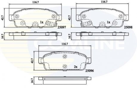 Гальмівні колодки, дискове гальмо (набір) COMLINE CBP32024