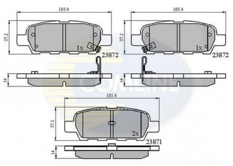 Гальмівні колодки, дискове гальмо (набір) COMLINE CBP3912 (фото 1)