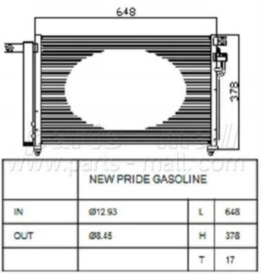 Конденсатор кондиционера KIA RIO (пр-во) PARTS-MALL PXNCB050 (фото 1)