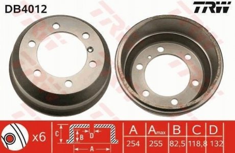 - Гальмівний барабан TRW DB4012