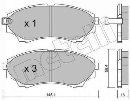 Гальмівні колодки, дискове гальмо (набір) METELLI 2206100