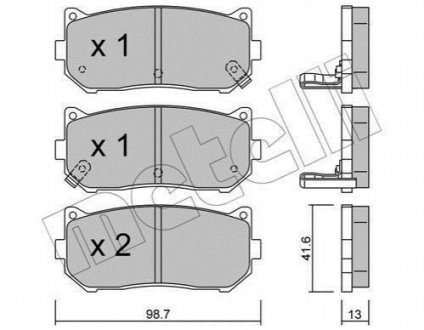 Гальмівні колодки, дискове гальмо (набір) METELLI 2203720