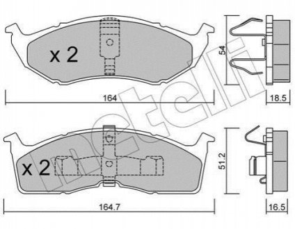 Гальмівні колодки, дискове гальмо (набір) METELLI 2203560