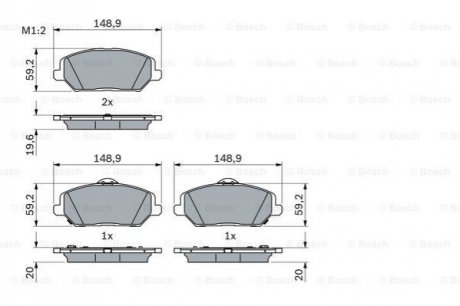 Комплект гальмівних колодок BOSCH 0986424862