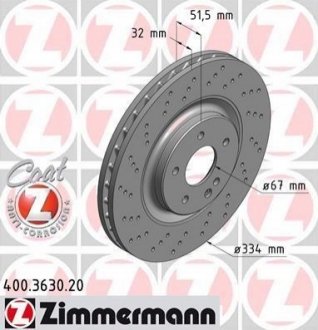 Гальмівний диск ZIMMERMANN 400363020