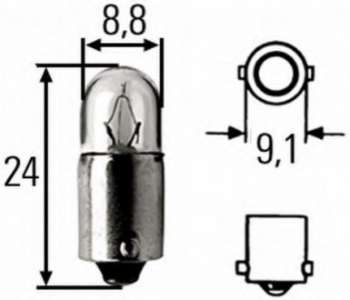 Лампа 12V 2W BA9s HELLA 8GP002068121