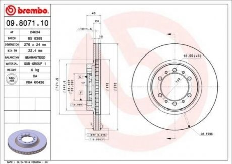 Гальмівний диск BREMBO 09.8071.10