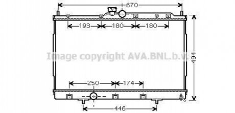 Радіатор охолодження MITSUBISHI OUTLANDER (CU2, 5W) (03-) (аналог MTА2183) (AVA) AVA COOLING MT2183