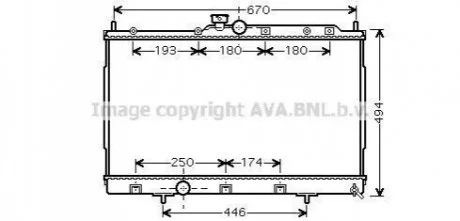 Радиатор охлаждения MITSUBISHI OUTLANDER (CU2, 5W) (03-) (аналог MTА2183) (пр-во AVA) AVA COOLING MT2183