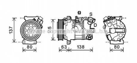 Компрессор кондиционера Renault Megane/Scenic 1.4/1.6/2.0 dCi 09- AVA COOLING RTAK491