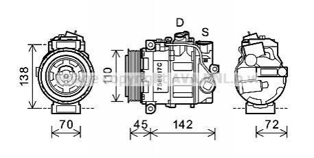 Компрессор C180 2.0 i * (W203) 00-02 (AVA) AVA COOLING MSAK615