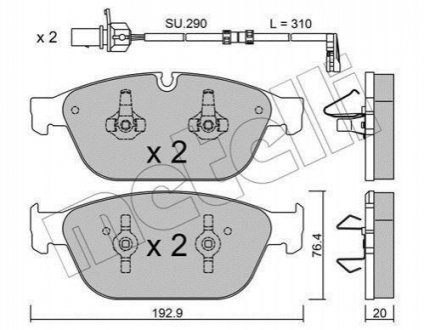 Комплект гальмівних колодок (дискових) METELLI 22-0954-0K (фото 1)