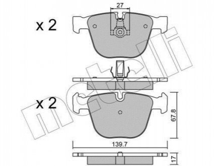 Комплект гальмівних колодок (дискових) METELLI 22-0773-9