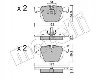 Комплект гальмівних колодок (дискових) METELLI 22-0561-0