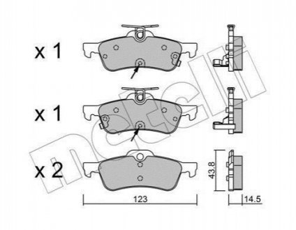 Комплект гальмівних колодок (дискових) METELLI 22-0556-2