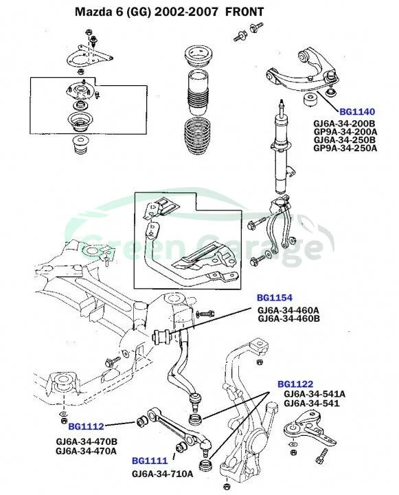 Сайлентблок важеля (переднего/нижнего/внутренний) Mazda 6/6 MPS 02-12 (40.4x12.2x58/40) BELGUM PARTS BG1112 (фото 1)