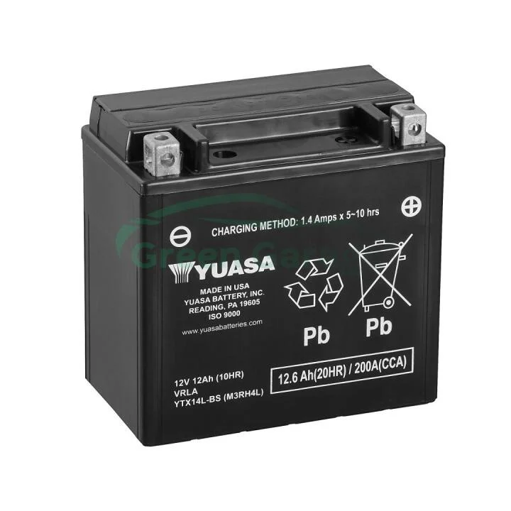 МОТО Yuasa 12V 12,6Ah MF VRLA Battery AGM YTX14L-BS(сухозаряжений) YUASA YTX14LBS (фото 1)