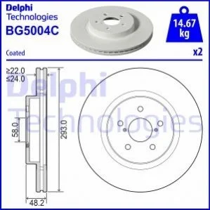 Комплект гальмівних дисків (2 шт) передній DELPHI BG5004C