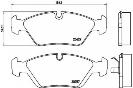 Гальмівні колодки, дискове гальмо (набір) BREMBO P06008