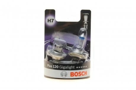 Лампа розжарювання H7 12V 55W PX26d Plus 120 Gigalight (компл. 2шт) (вир-во Bosch) BOSCH 1987301426