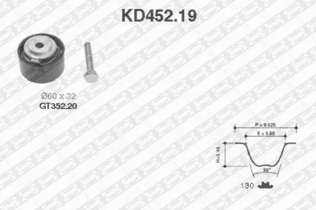 Ремень+ролик, 2.5D (тефлон) NTN SNR KD45219