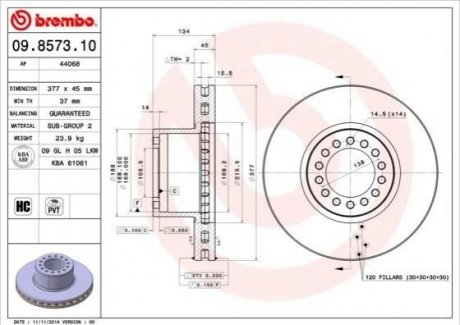 Гальмівний диск BREMBO 09857310