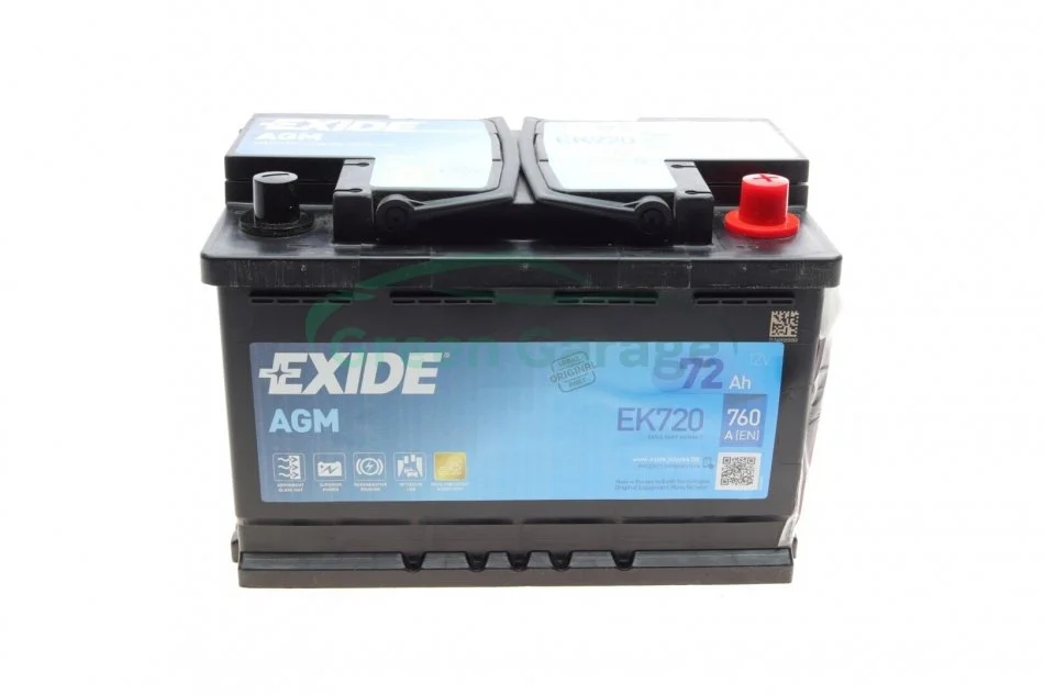 Аккумулятор 72Ah-12v Exide AGM (278х175х190),R,EN760 EXIDE EK720 (фото 1)