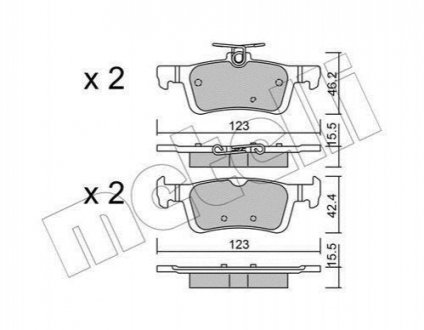 Комплект гальмівних колодок (дискових) METELLI 22-0986-0