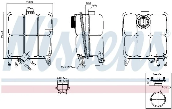 Бачок расширительный с крышкой FORD C-MAX (CB7,CEU) (10-) 2.0 TDCi (Пр-во Nissens) NISSENS 996123 (фото 1)