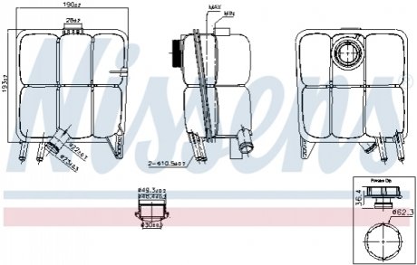 Бачок расширительный с крышкой FORD C-MAX (CB7,CEU) (10-) 2.0 TDCi NISSENS 996123