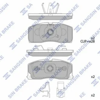 Комплект гальмівних накладок, дискове гальмо Hi-Q (SANGSIN) SP2154