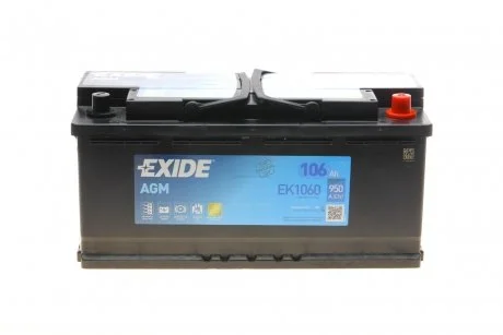 Акумулятор 106Ah-12v Exide AGM (392х175х190),R,EN950 EXIDE EK1060