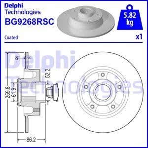 Гальмівний диск з підшипником DELPHI BG9268RSC