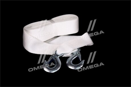 Трос буксирувальний 3т. стрічка 5м. C гак, білий <ДК> Dk-дорожня карта DK46206E